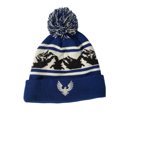 Colorado AvalanchePom Beanie Winter Hat Mountain Eagle Knit Cap Blue White - Picture 4 of 5
